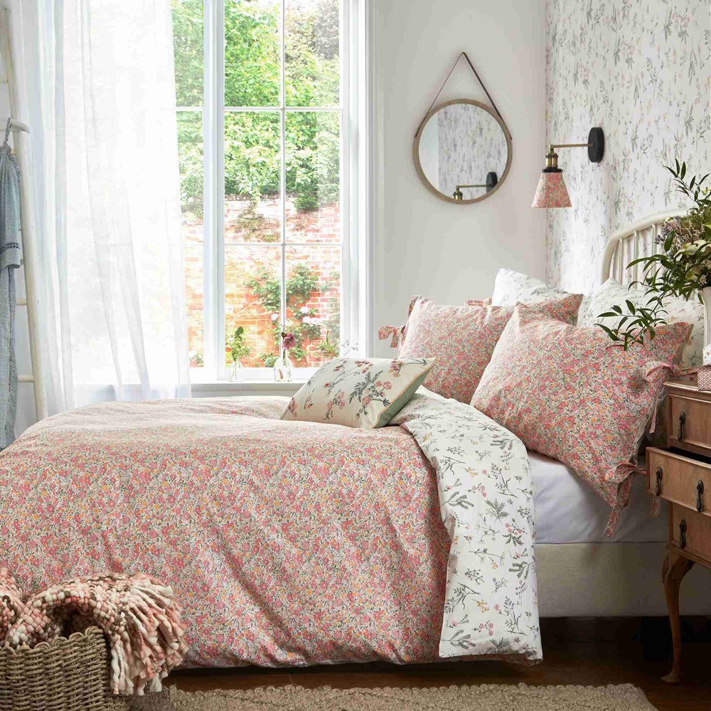 Loveston Floral Bedding by Laura Ashley in Coral Pink buy online from